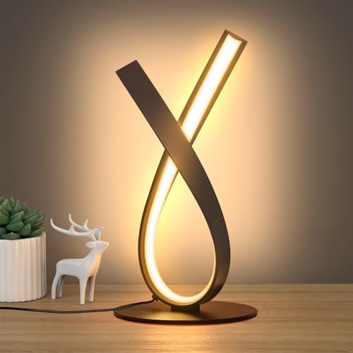 NUÜR Black Spiral LED Table Lamp, Stepless Dimmable Bedside Lamp by NU%C3%9CRLightning