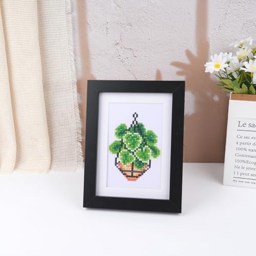 Apomelo 12pcs Small Diamond Art Kits Green Plants, Round Drill Mini Small Diamond Art Kits for Adults Beginners,Mini Diamond Art for Home Wall Desktop Art Decor, 6X8 inches - Image 7
