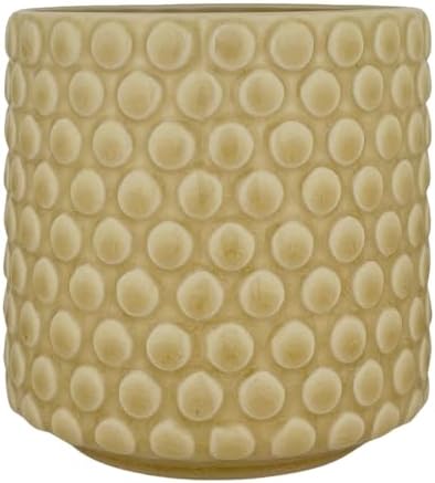 Nordring Stoneware Flower Pot – 5’’ Ivory Planter with Polka Dots – Modern Ceramic Pot with Crackle Glaze – No Drainage Holes – Holds 4’’ Indoor Plant by Nordring