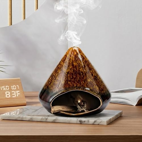 Handcrafted Ceramic Palo Santo Holder –Artistic Incense Burner for Meditation, Mindfulness & Zen Home Decor – Wabi-Sabi Style Cone Sculpture, Relaxation & Aromatherapy-Gift for Yoga (Brown) - Image 7