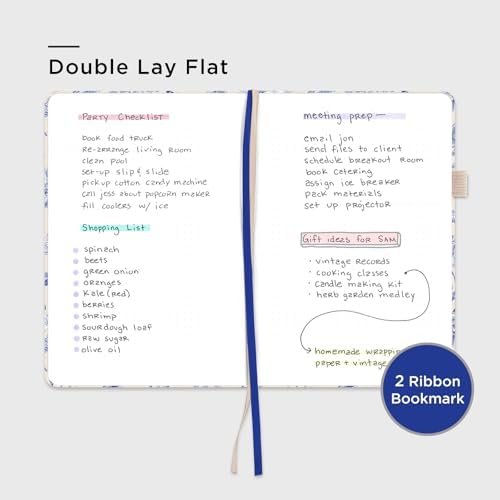 &And Per Se Dotted Journal Notebook, A5 Hardcover Aesthetic Dotted Notebook – 160 Pages 100gsm Thick Dot Grid Paper, 3 Sticker Sheets – Gift-Ready Journaling Kit for Women (Blue Flowers) - Image 4
