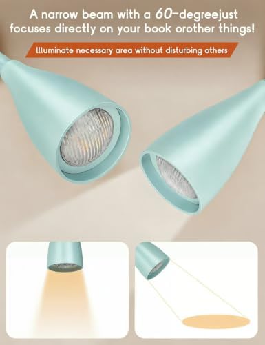 Reading Light for Book in Bed,Clip on Light Reading Lamp with Adapter Teal - Image 3