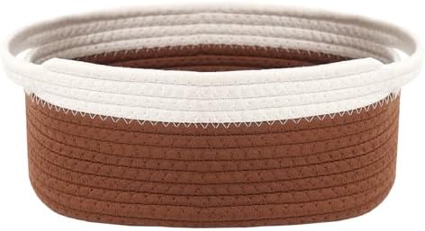 JMvicyroam Small Woven Basket, Empty Gift Basket, White&Brown/1 Pack by JMvicyroam