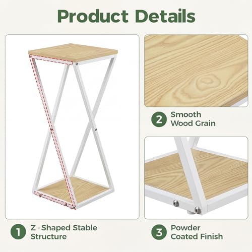 Bamworld Tall Plant Stand Indoor Corner Plant Shelf White - Image 5