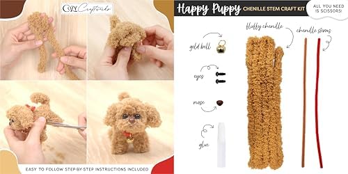 WeVeel Cozy Craftworks Kitty, Puppy, Blue Bird & Owl Chenille Stem Craft Kit Bundle for Teens & Adults – Mindful DIY Animal Craft, Tactile Pipe Cleaner Art Kit with QR Video Tutorials - Image 3