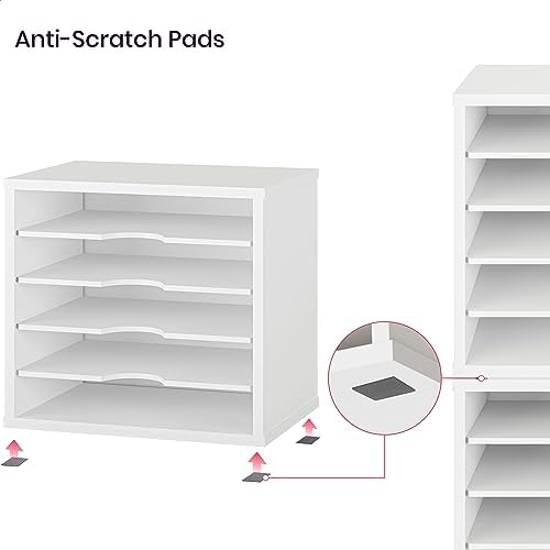 Ballucci File Organizer Paper Sorter, 5 Tier Adjustable Shelves Office Desk Organizer, 13 5/8" x 9 1/4" x 12", White - Image 5