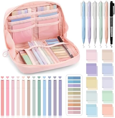 Jutom 39 Pcs Aesthetic Book Annotation Kit,Pink,Kawaii Style by Jutom
