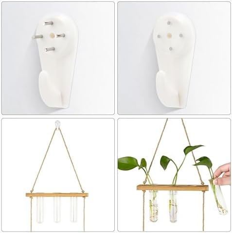 Hyindoor Wall Hanging Propagation Stations 3 Tired Wall Planter Terrarium with Wooden Stand and Glass Test Tubes Plant Hanger Flower Vase for Home Office Wall Decor Hydroponic Cuttings - Image 3