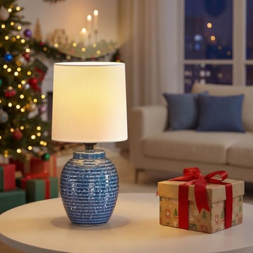 EJIAXIN Small Bedside Lamps -13.75" Farmhouse Table Lamps - Classic Ceramic Table Lamp for Bedroom, Living Room, Nightstand, Office, Side Desk Lamp, End Table - Image 7