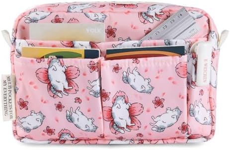 Multiple Pockets Portfolio Organizer with Zipper,Makeup Bag Pencil Pouch by E-WEICHEN