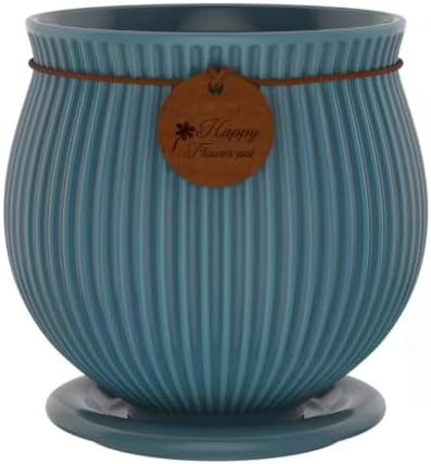 6.3 Inch Green Ceramic Planter with Drainage Hole and Saucer by XiHuaer