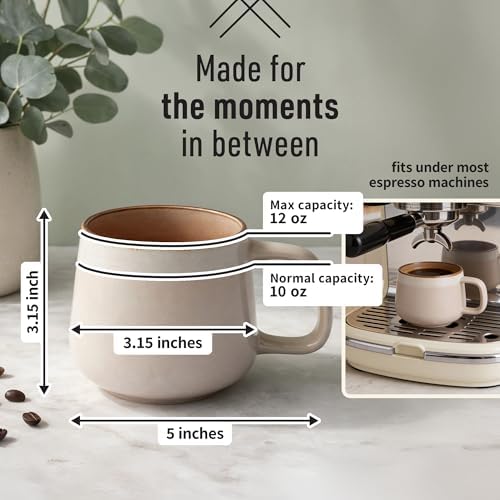 Ava Nord Stoneware Ceramic Coffee Mugs Set of 4 | 12 oz | Rose Sand - Image 2