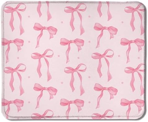 Cute Coquette Pink Bow Aesthetic Mouse Pad, Preppy Girly Pink Bow Mouse Pads for Wireless Mouse Computers Laptop Desk Accessories, Coquette Girly Office Supplies, 9.5x7.9 Inch by Unknown