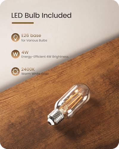 Small Rattan Table Lamps Set of 2, Boho Bedside Lamps Plug in, Handwoven Paper Rattan Lampshade, 2400K LED Bulb Included, Desk Lamp, Nightstand Lamp for Bedroom, Living Room, Mesh H11TLP205 - Image 4