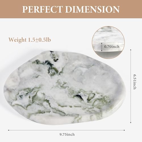 Koville Luxury Natural Green Marble Vanity Tray, Cloud Shape Serving Stone Key Tray for Home Decor, 10" x 7" Marble Storage Trays for Bathroom, Stone Plate Holder for Perfume, Candle and Jewelry - Image 2