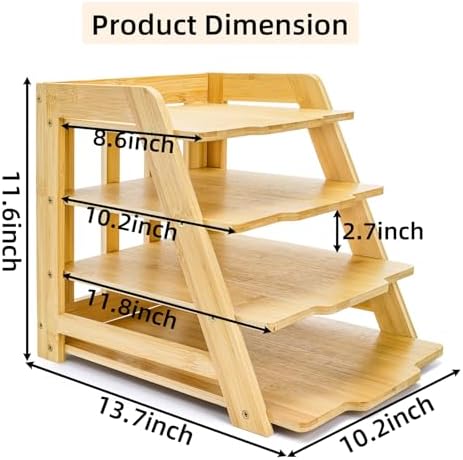 ZAVOOS 4 Tier Wood Paper Organizer for Desk - Image 2