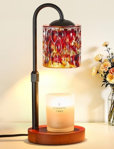 Briever Dimmable Candle Warmer Lamp with Timer, Height Adjustable Electric Candle Wax Warmer, Birthday Gifts for Women Mom, House Warming Gifts New Home Decor, Solid Wood Base, Walnut Tortoiseshell by Briever