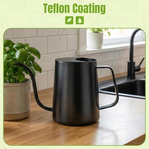 Watering Can Indoor Plants, 34oz Stainless Steel Long Spout, Black - Image 5