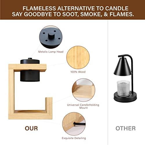 AIKUT Candle Warmer Lamp, with 2 Bulbs,Timer & Dimmer,Simple Natural Wood,Compatible Up to 4.5 inch Candles,for Home Scented and Décor，110-120V (Wood) - Image 6