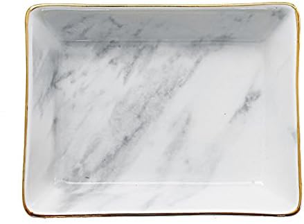 SOCOSY Marble Ceramic Ring Dish Jewelry Dish Ring Holder Jewelry Tray Organizer with Golden Edged Home Decor Wedding Gift (Marble, Medium) by SOCOSY