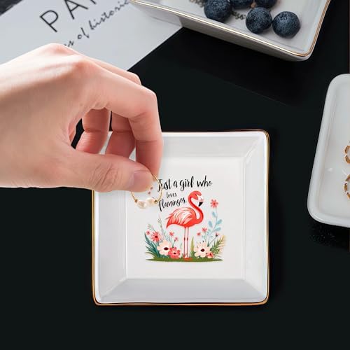 Flamingo Jewelry Ring Holder Dish Tray, Gifts For Women Teens Girls, Flamingo Lovers Themed Stuff Things Decor Merch, Home Room Ring Earrings Necklace Organizer Holder! - Image 3