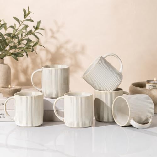 theterra Ceramic Coffee Mugs Set of 6, 14.2 oz Coffee Cups with Handle by TheTerra