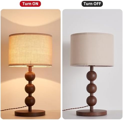 20" Vintage Farmhouse Stacked Ball Red Wood Pattern Table Lamp Desk Lamp - Image 6