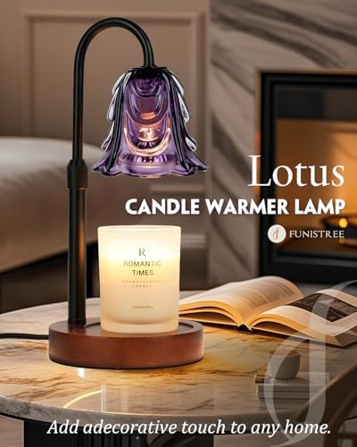 Funistree Small Candle Warmer Lamp with Timer, Adjustable Purple Lamp Warmer for Jar Candles, Christmas Birthday Gifts for Women Mom Her, Dimmable Candle Heater, Cute Wax Warming Light with Wood Base - Image 2