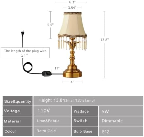 Small Spaces Bedroom Nightstand Dimmable Vintage Mini Table Lamps ，Entry Way Table Home Decor Tabletop LED Desk Light Set of 2-2 PcsTassel - Image 2