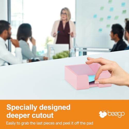Beego Sticky Note Holder Organizer - 3x3 in Lightpink Acrylic Notepad Holder Acrylic Sticky Note Dispenser Cute Memo Holder (NO PADS) for Dorm Room Office Desk Organization - Image 5