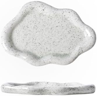 Jewelry Tray for Women, Cloud Shape Ceramic Trinket Dish, Jewelry Organizer Storage Holder for Ring Earring Bracelet Necklace, Make Up Organizer (White) (Stone White) - Image 2