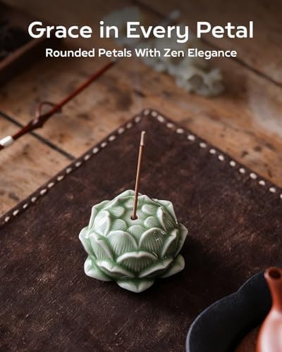 Hand-Dyed Ceramic Lotus Incense Stick Holder - Zen Meditation Artwork for Home & Yoga Decor - Image 3
