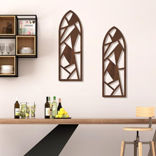 Zzbakress 2 Pcs Mid Century Modern Wall Decor Wooden Abstract Geometric Art for Home Living Room Bedroom (Style H) - Image 5