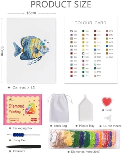 PeakLuv Small Diamond Art Kits Fishes Mini Diamond Painting Kits for Adults - Image 3