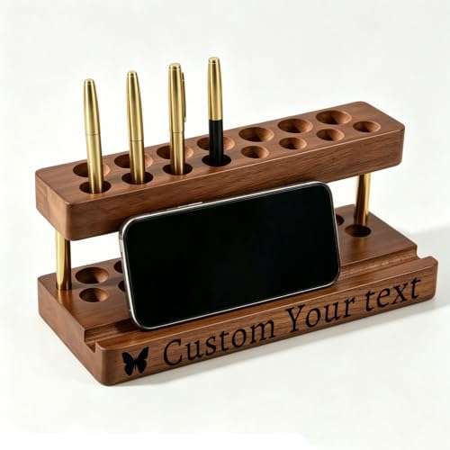 Custom Pencil & Pen Holder for Desk with 15 Slot and Cell Phone Holder - Image 4