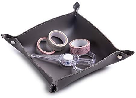 Leather Jewelry Valet Tray for Women and Man (Deep Grey-B) - Image 4