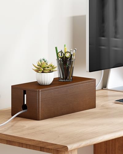 YECAYE Solid Wood Cable Management Box, Walnut Color, 14.2 x 6.1 x 4.1 - Image 6