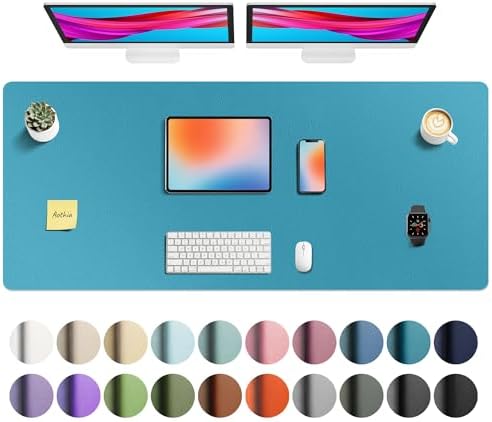 Aothia Faux Leather Desk Mat - Non-Slip PU Leather Desk Blotter, Waterproof Writing Surface, Large Desk Pad for Office & Home (Turquoise, 55" x 24") by AothiaSimpleNaturalUnique