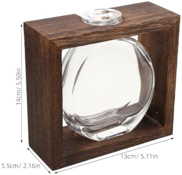 Healifty Glass Vase with Wooden Stand for Fresh Flowers and Plants, Minimalist Modern Hydroponic Flower Arrangement Bottle with Detachable Wood Frame, Easy Cleaning, for Desktop and Meeting - Image 2