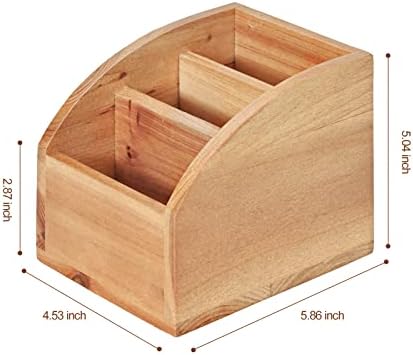 Vintage Wooden Mail Sorter Rustic Wood Desk Organizer With 3 Compartment Wood Caddy Media Basket for Desktop, Tabletop or Counter Good for TV Remote Holders Mailbox Home Decor Office Supplies Storage - Image 2