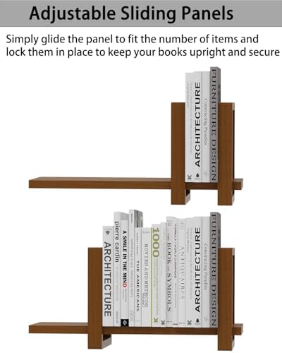 100% Solid Wood Adjustable Desktop Bookshelf, Retro Tabletop Bookshelf, Desk Shelf for Living Room, Home, Office, Perfect for Magazine, Books, Cookbooks, No Tools Required to Assemble (Walnut Brown) - Image 6