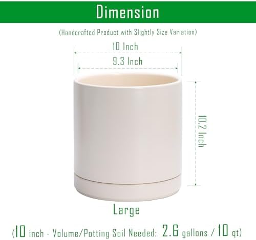 D'vine Dev 10 Inch Ceramic Planter Pot, Oatmeal, 94-O-E-8 - Image 3