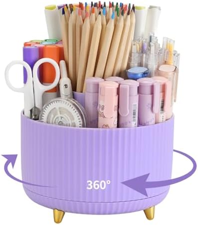 Camelmother 360°Rotating Pen&Pencil Holder For Desk With 5Slots Cute Office by Camelmother