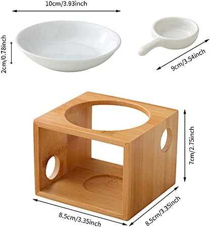 Wooden Essential Oil Burner, Bamboo Ceramic Fragrance Oil Warmer Holder - Image 2