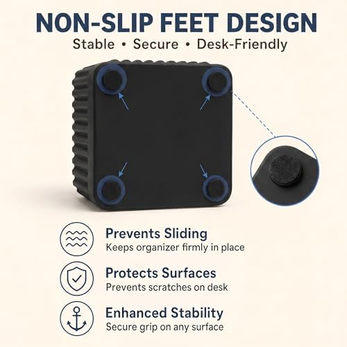 Black Desk Organizer Accessories Set, with Pen, Clip and Sticky Note Holder - Image 4