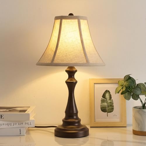Traditional Table Lamp, Brown Vintage Desk Lamp with Fabric Shade by SmeikeLighting