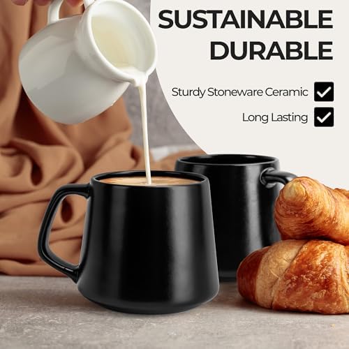 MIAMIO - Coffee Mugs Set of 4, Ceramic Mug (14oz) - Luxe (Black) - Image 7
