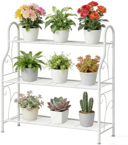 SORCEDAS Plant Stand Indoor Outdoor 3 Tier Metal Corner Flower Shelf by SpecialYourHome