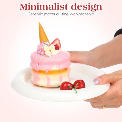 MAGICLULU 1pc Ceramic Salad Dish White Dinner Plate, Chubby Dessert Tray, Cute Ring Trinket Bowl, Bubble Bracelet Storage Platter, Creamy Fruit Server, Aesthetic Vanity Cosmetic Dressing Holder - Image 6