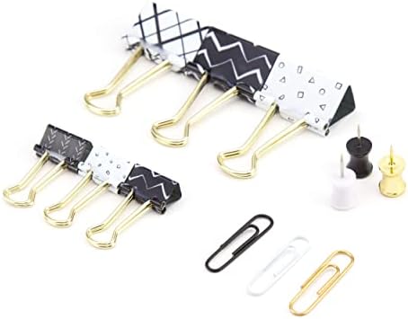U Brands Office Accessory Kit, Office Supplies (Black, White and Gold) - Image 2